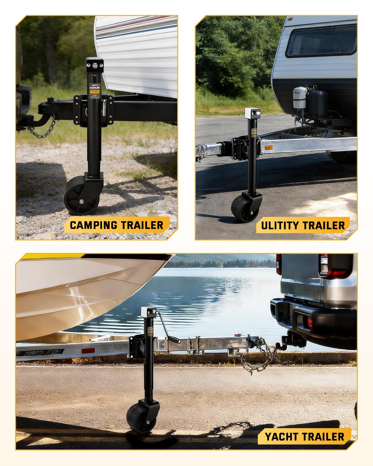 Heavy Duty Trailer Jack with Dual Wheel D109