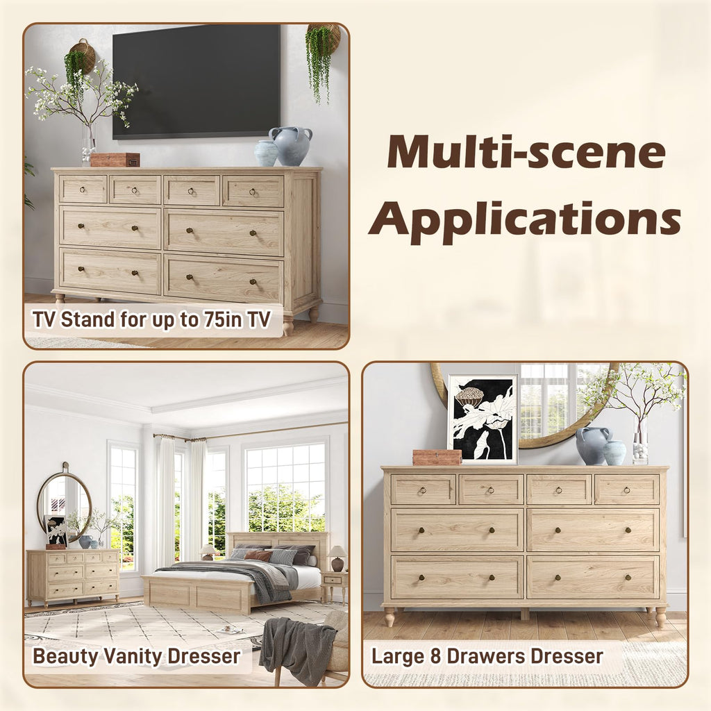 Rustic Wood 8 Drawer Dresser E978