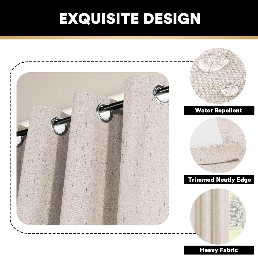 Blackout Curtains 84 Inches Long Faux Linen Thermal Insulated W100 X L84 Inch K573706