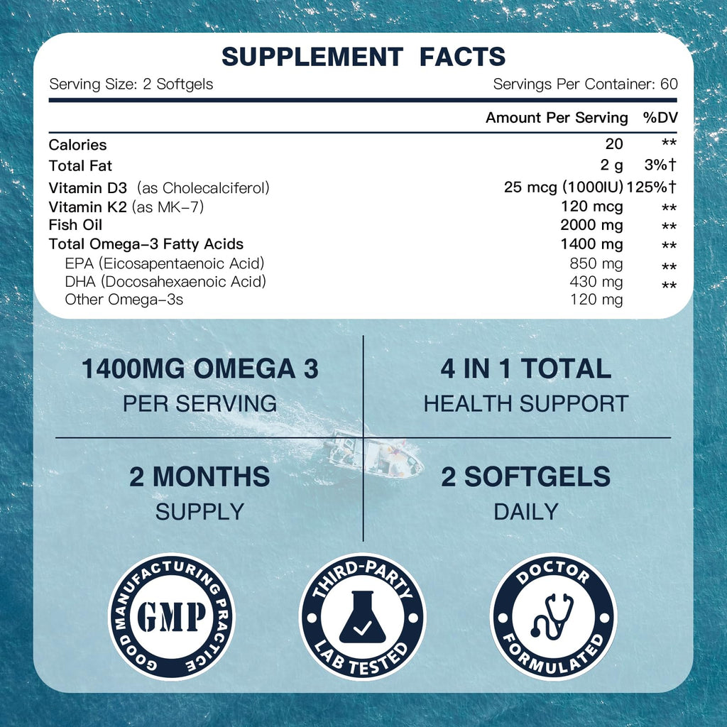 Omega-3 Fish Oil 2000mg 120 Softgels F3987