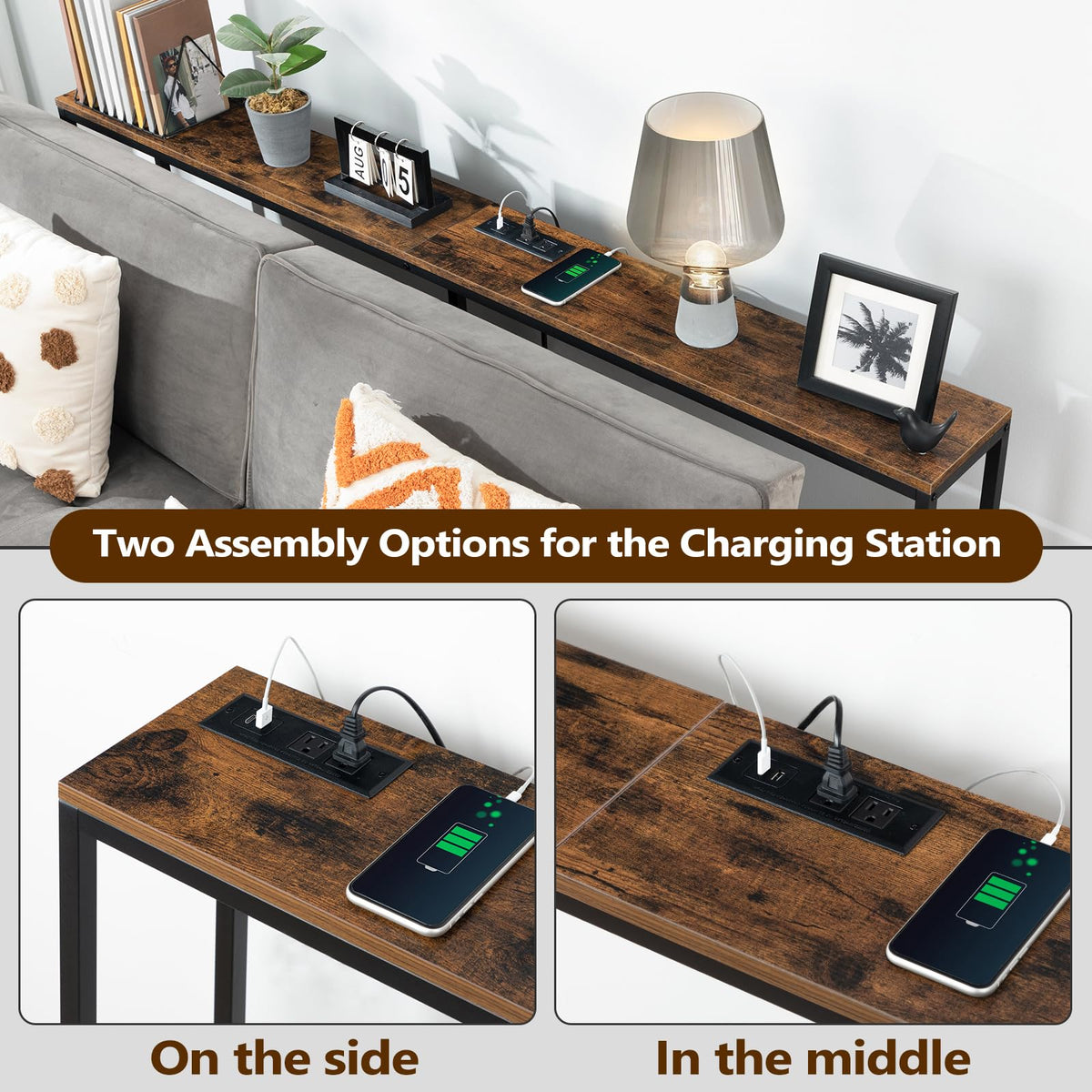 70.9" Narrow Console Table with Power Outlet Y41985