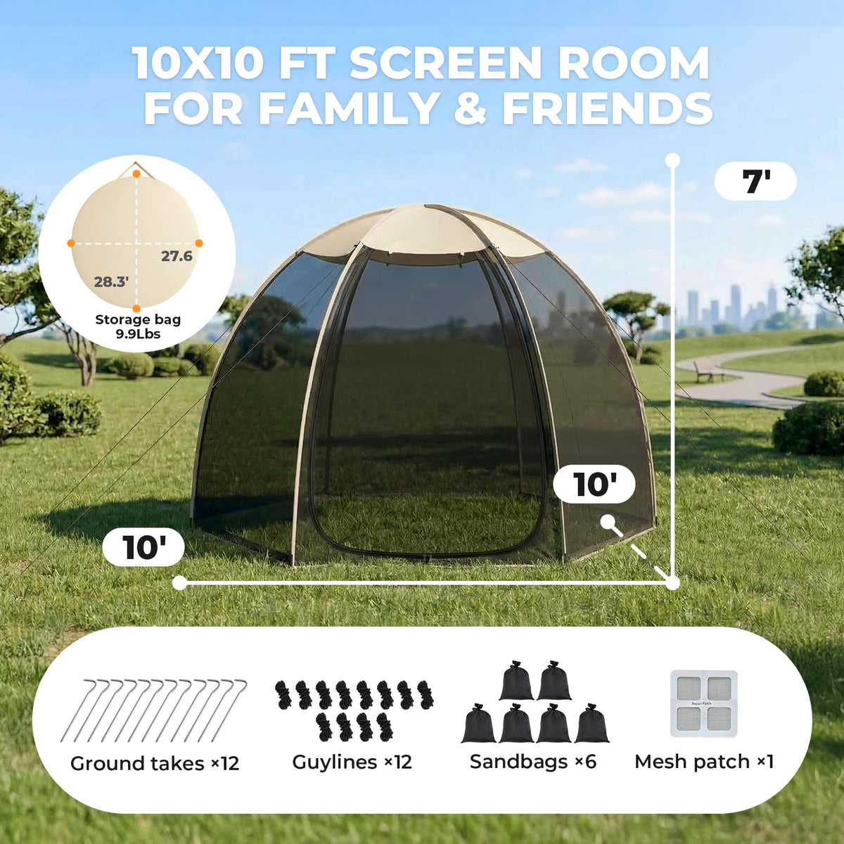 10 x 10 FT Pop Up Mesh Screen House Tent P518496