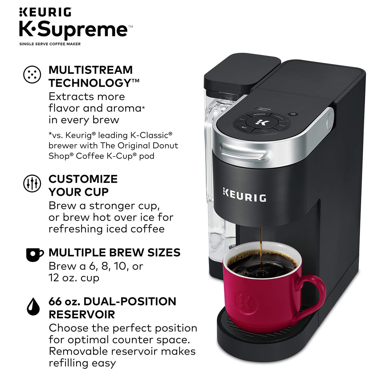 Compact Single Door Mini Fridge with Freezer, 1.7 Cubic Feet, Black & Single Serve K-Cup Pod Coffee Maker, Black F1920