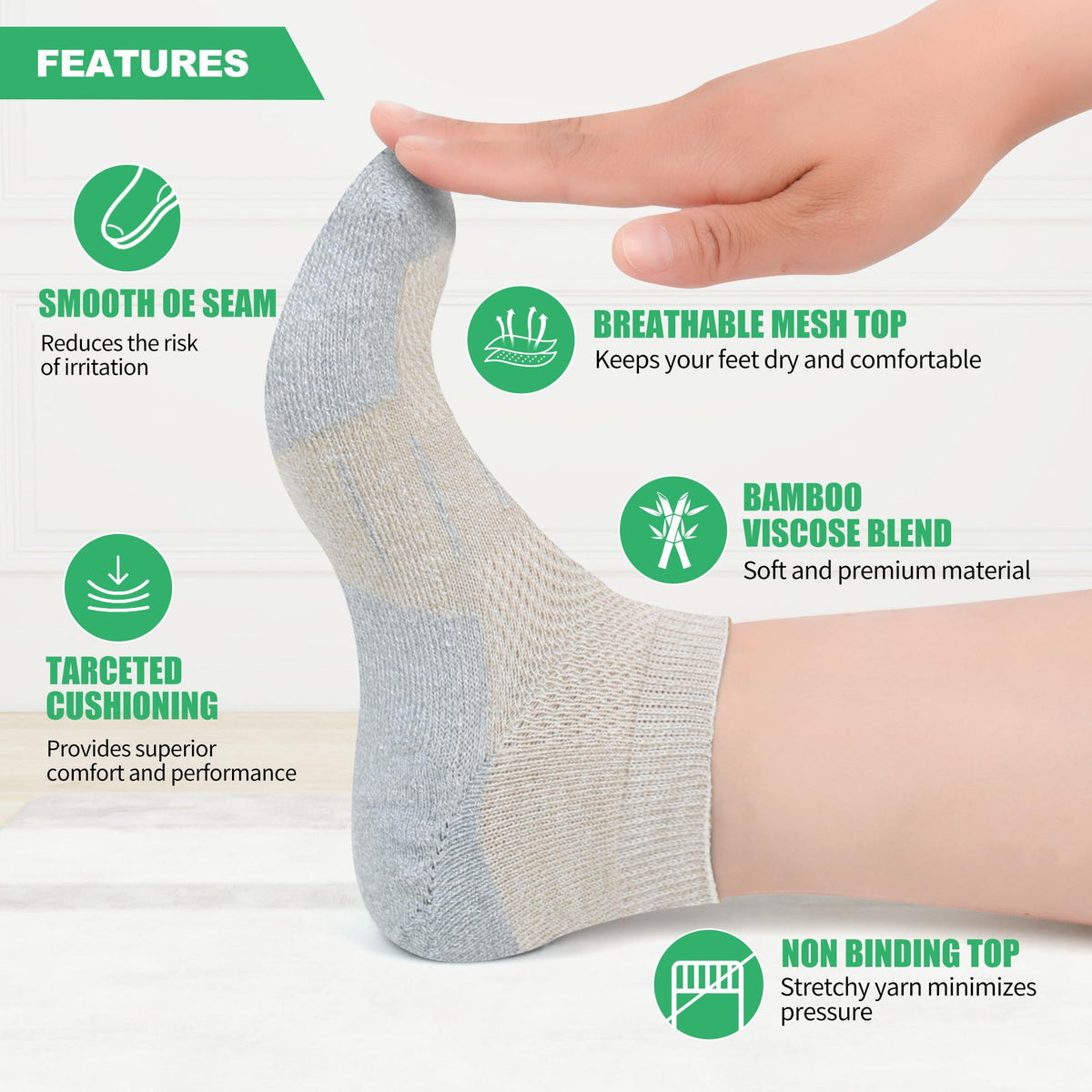 6 Pairs Ankle & 6 Pairs Low Cut Diabetic Socks Size 9-12/10-13/13-15 Y222