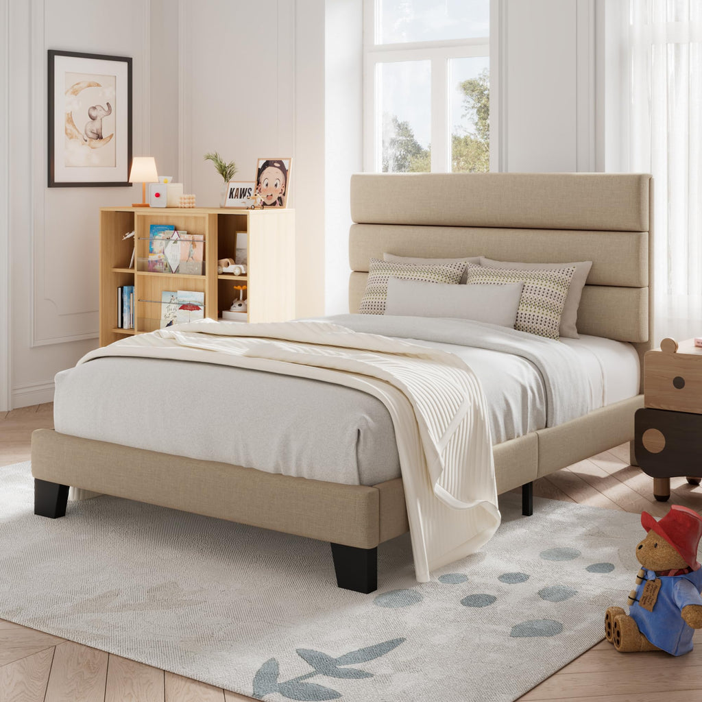 Twin Size Fabric Upholstered Platform Bed Frame P64639