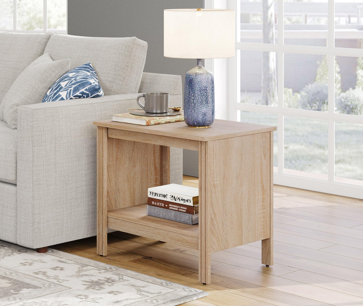 Set of 2 Square 2-Tier Nightstand with Storage H888900