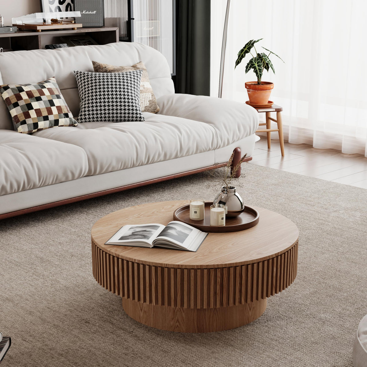 31.5'' Round Coffee Table with Storage I6160