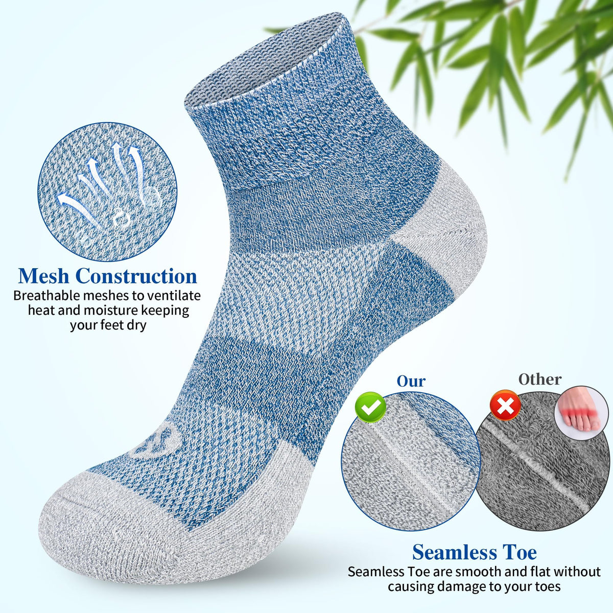 6 Pairs Ankle & 6 Pairs Low Cut Diabetic Socks Size 9-12/10-13/13-15 Y222