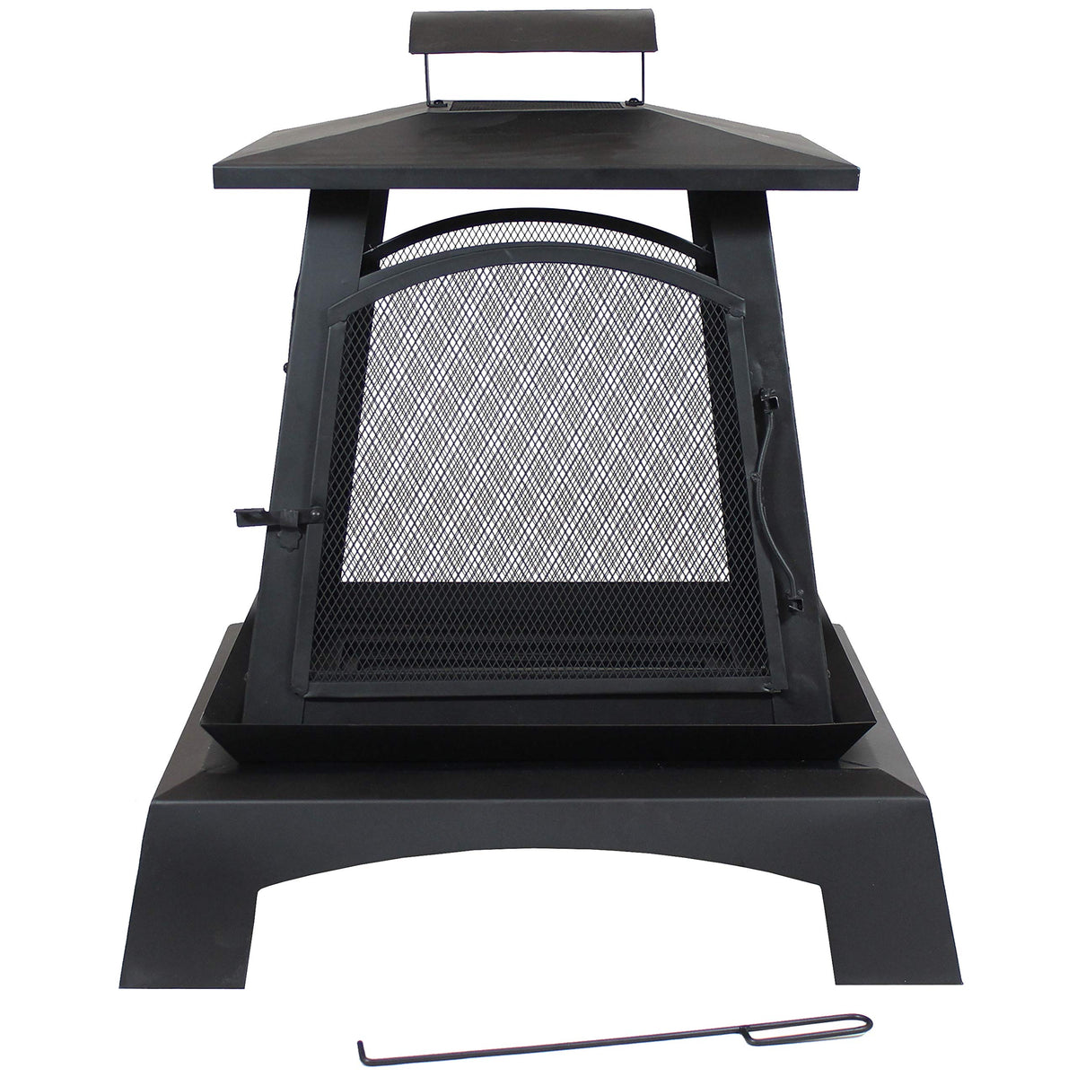 32-Inch Steel Wood-Burning Fire Pit with Log Grate and Poker W2220