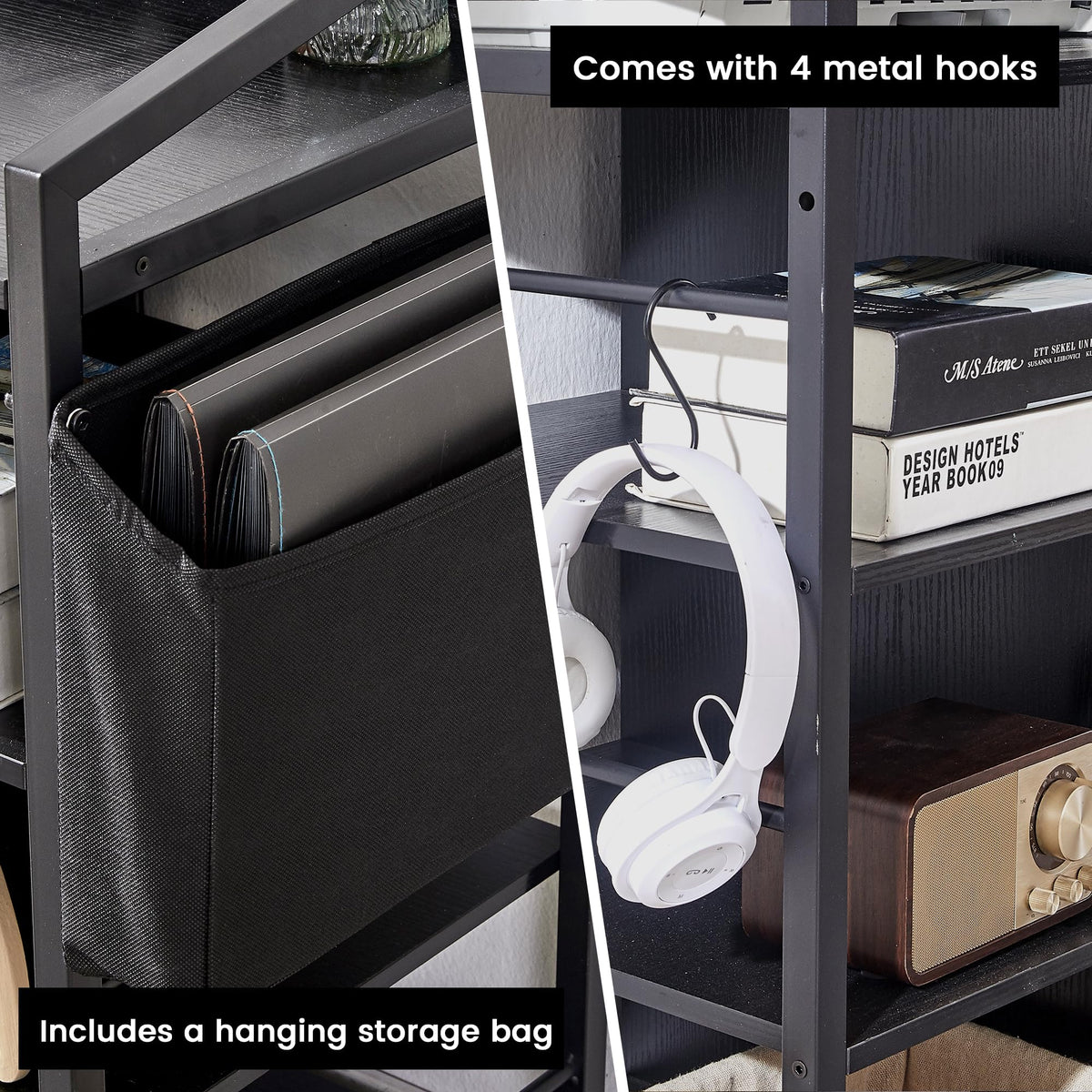 45" Black 2 Drawer File Cabinet with Lock and Power Outlet Z7654
